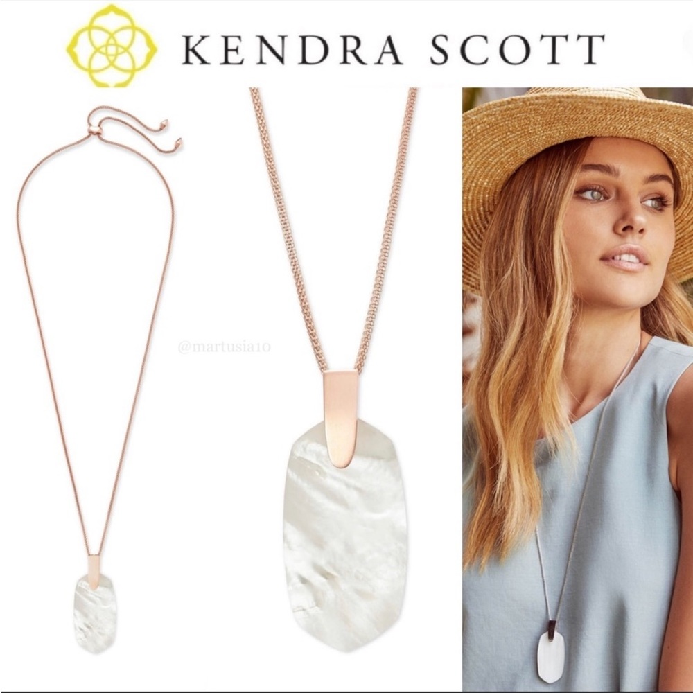 Kendra Scott Inez Rose Gold Long Pendant
Necklace In Ivory Pearl NWOT